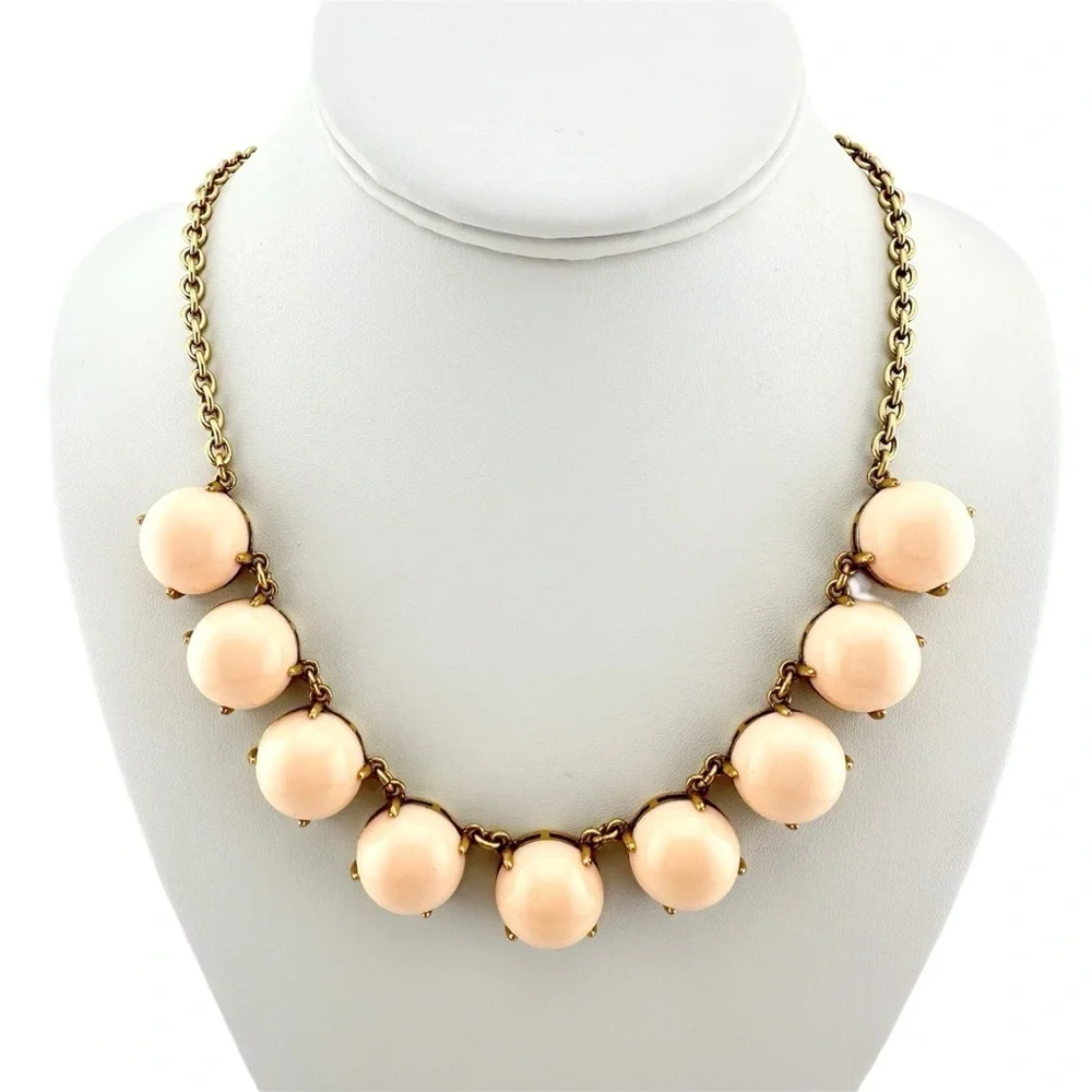 J Crew Necklace Peach Gold Tone Petite Statement